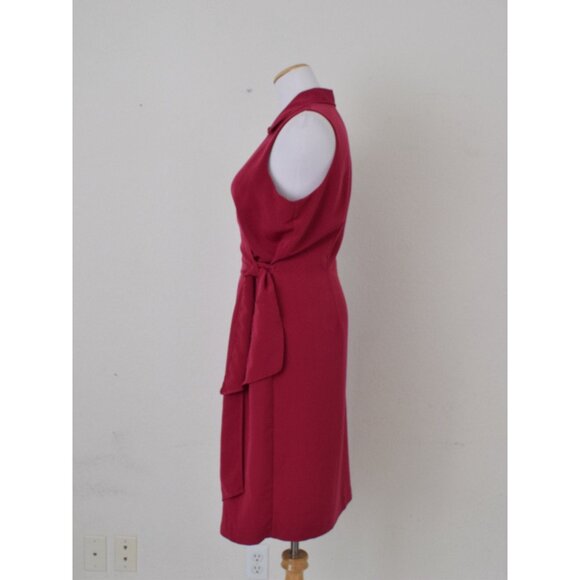 Vintage 80s Magenta Polyester Wrap Dress By Tess | size 14 - Picture 2 of 9